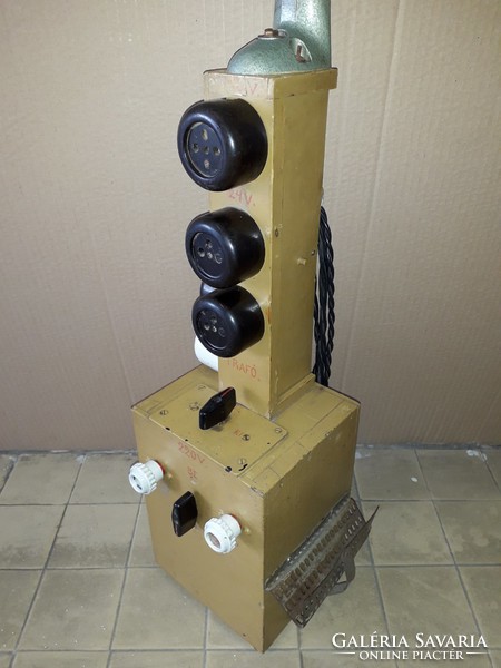 This is a mid century loft industrial transformer distributor table lamp workshop lamp
