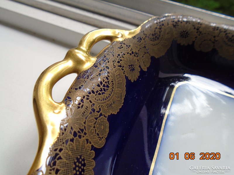 1939 Enamel lacy cobalt gold plate for the 125th anniversary of the hutschenreuter company