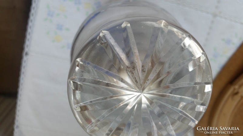 Antique, elegant, flawless lead crystal, polished, heavy, patterned vase 26x9 cm for sale!