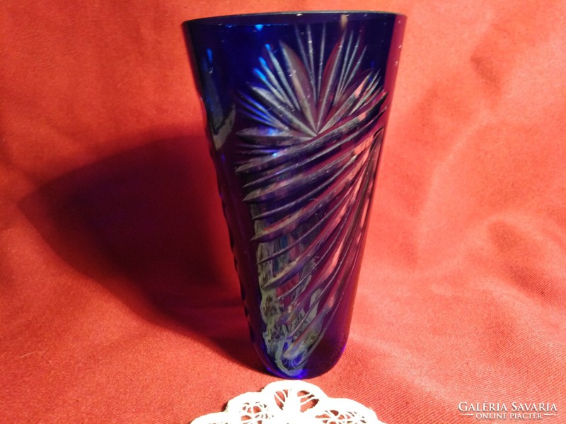Hol6  Mesés kék kristály váza 12,5 cm 