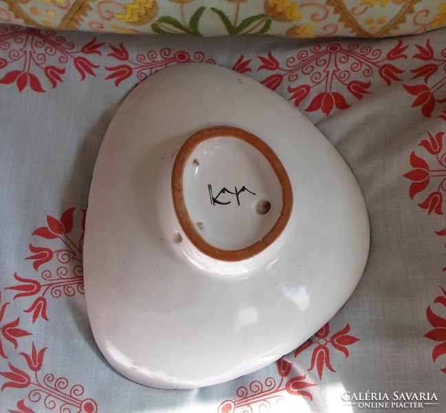 Retro, craftsman ceramic bowl, decorative bowl, wall bowl (Kerezsi pearl)