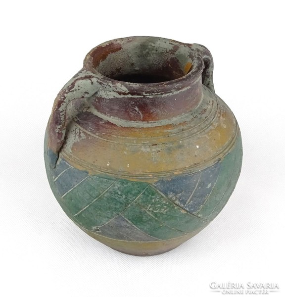 1A675 Régi festett kőcserép váza 16 cm