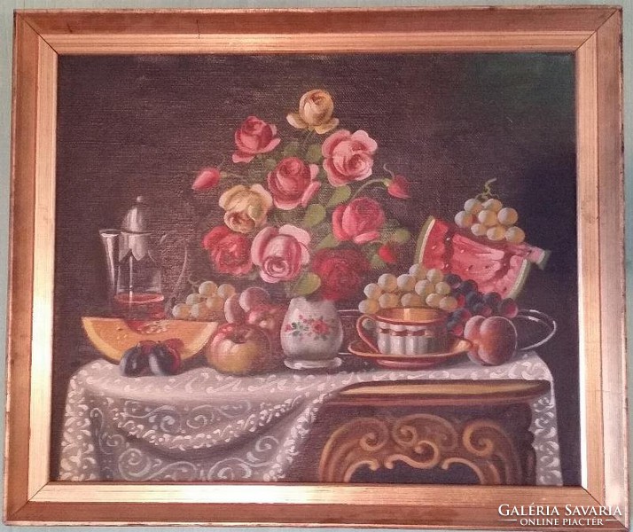Painting, still life, marked, from 1941, impulsive, decorative