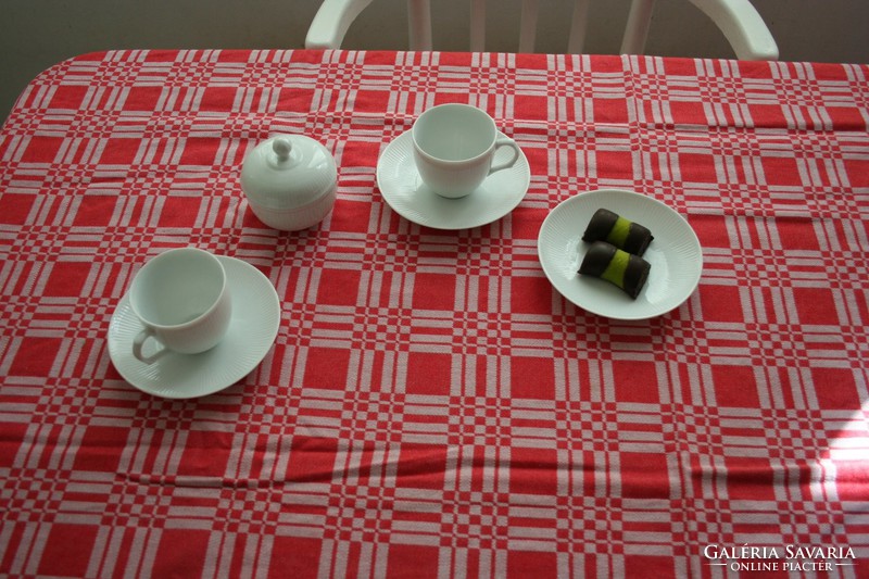 Kávézás - Fehér áttetsző porcelán csésze-pár cukortartó + 1 tányér kiegeszítő art deco