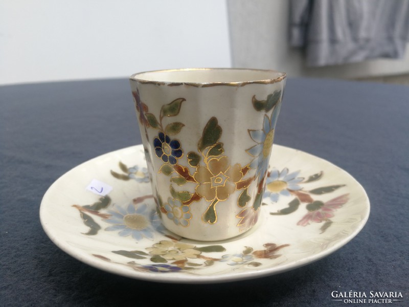 Antique Zsolnay coffee cup, with floral pattern on the bottom, in a graceful collection, museum quality! A pair is also for sale