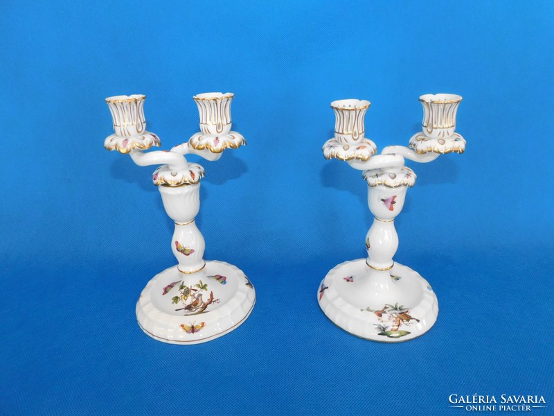 Herend rothschild 2 prong candlesticks in a pair