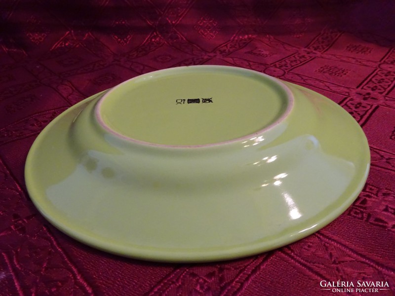 Zöld porcelán süteményes tányér, átmérője 19 cm. Vanneki!