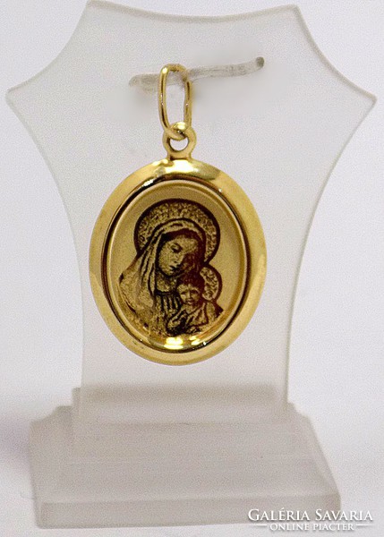 Golden Mary with her child card pendant (zal-au84555)