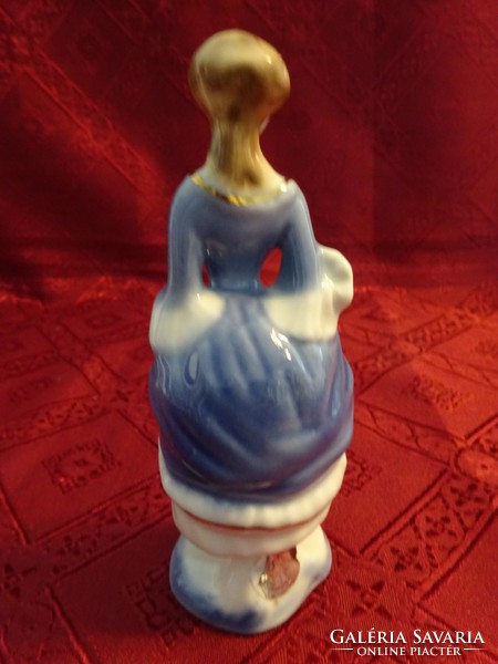 Német porcelán figura, barokk hölgy, magassága 13,5 cm. Vanneki!