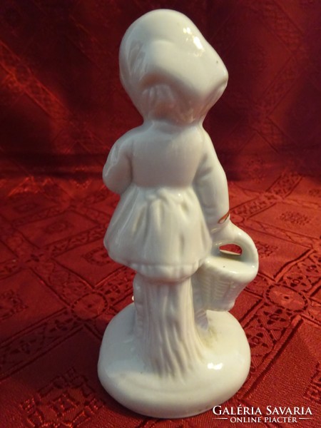 Német porcelán figura, kosaras kislány, magassága 12 cm. Vanneki!
