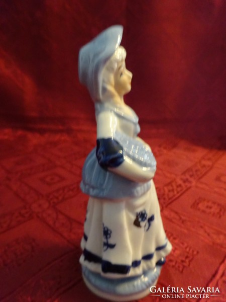 Német porcelán figura, gyümölcsöt szedő lány, magassága 13 cm. Vanneki!