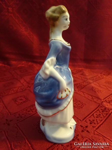 Német porcelán figura, barokk hölgy, magassága 13,5 cm. Vanneki!