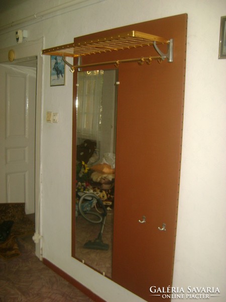 Retro hall wall with mirror, hat rack, hanger