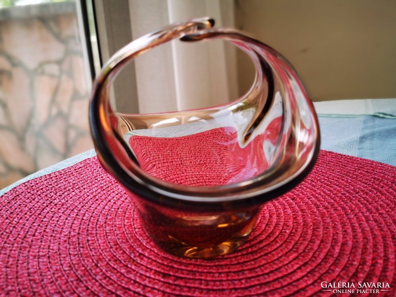 Art deco Czech glass serving basket