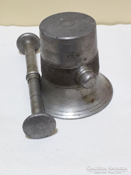 Antique aluminum mortar and pestle