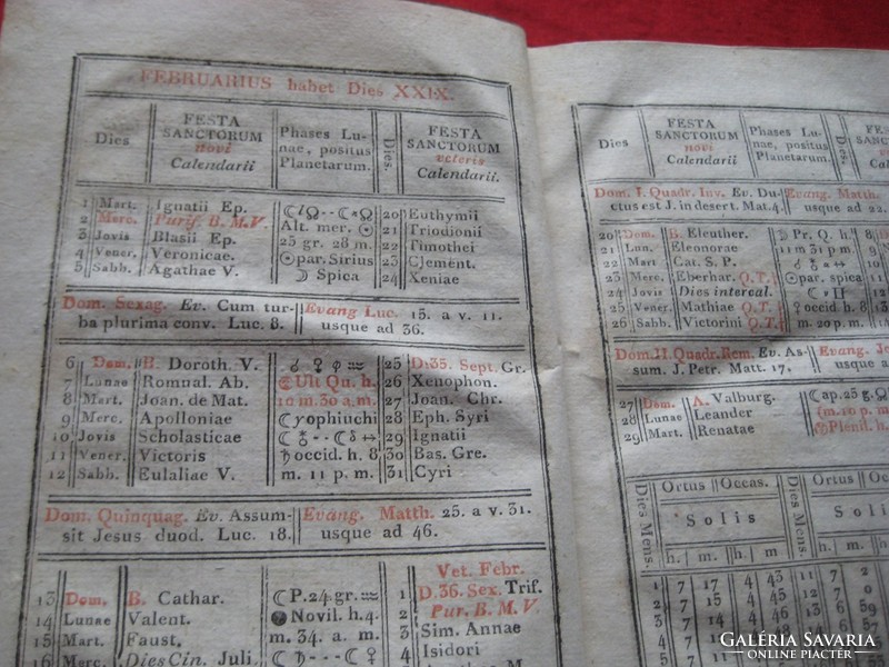 1820  as latin  nyelvű kalendárium , könyv , szép állapot , sok magyar vonatkozással