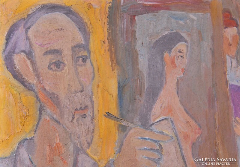 Bui Xuang Phai (Vietnám, 1920-1989) Önarckép meztelen nővel a háttérben