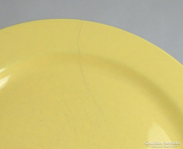 1A991 Régi citromsárga fajansz kétszemélyes tányérkészlet