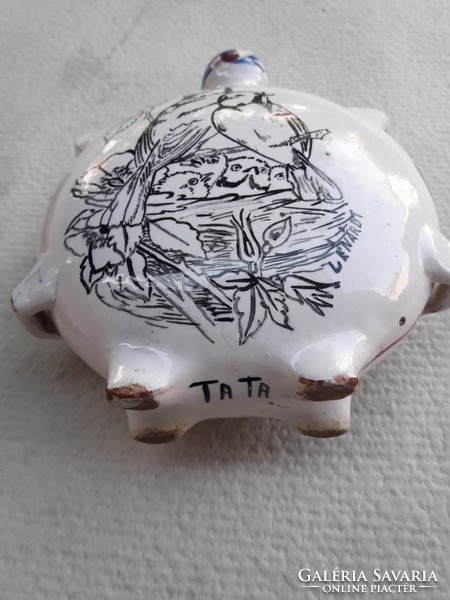 Régi tatai mázas cserép kulacs. XVllll.század vége.