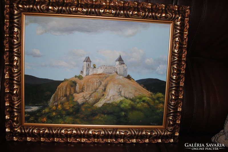 A painting by the painter Mária Szalkai of the summer garland castle.