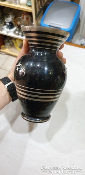 Régi ezüstözött üveg váza 