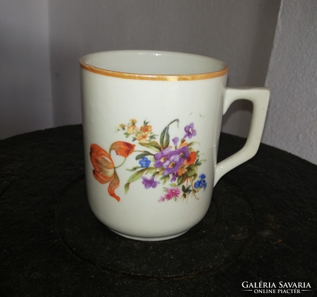Rare patterned, floral Zsolnay mug, nostalgia piece, cocoa mug