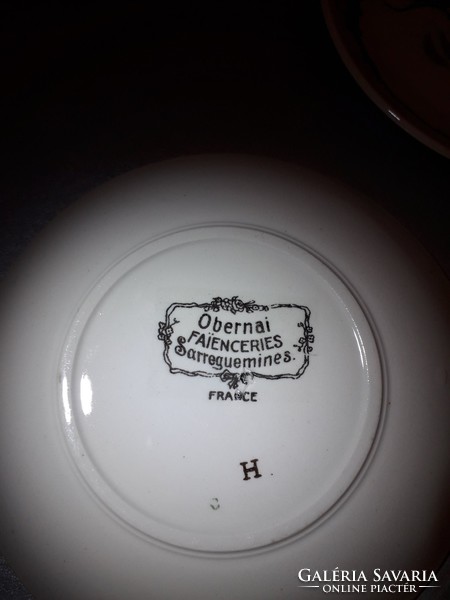 Antique sarreguemines obernai henri loux french small plate five piece saucer