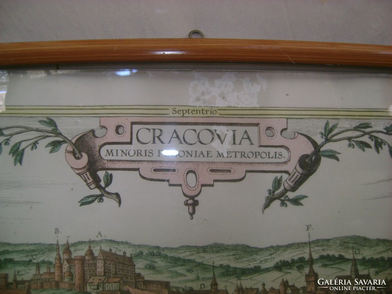 Retro nyomat keretben, üveg alatt "Cracovia minoris poloniae Metropolis"
