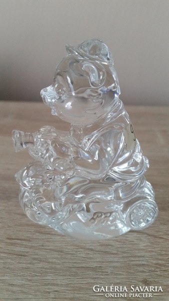 Ólomkristály kis szobor, dísz  eladó!Mororos  Maci német ólomüveg dísz
