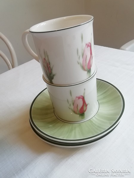 Porcelain villeroy & boch rosy 2 cups couple rose flora elegantine