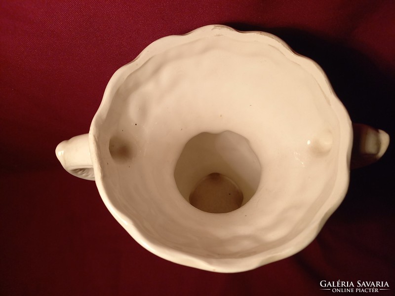 011 Mesés olasz fajansz porcelán váza virágmintával 26 cm 13 széles