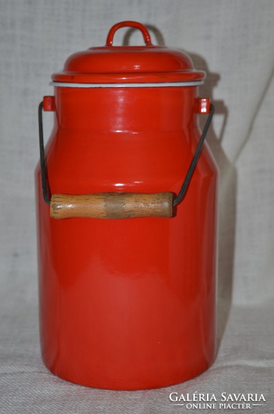 Zománcos piros tejes kandli ( nagyobb méretű )