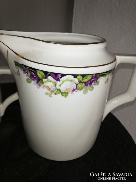 Rare zsolnay rose, violet 4 cup set, sugar bowl, cream, collectible