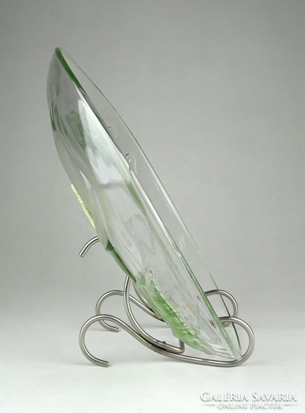 1B156 Jelzett francia üveg kínáló tál kála virággal