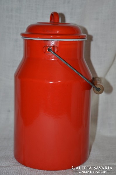 Zománcos piros tejes kandli ( nagyobb méretű )
