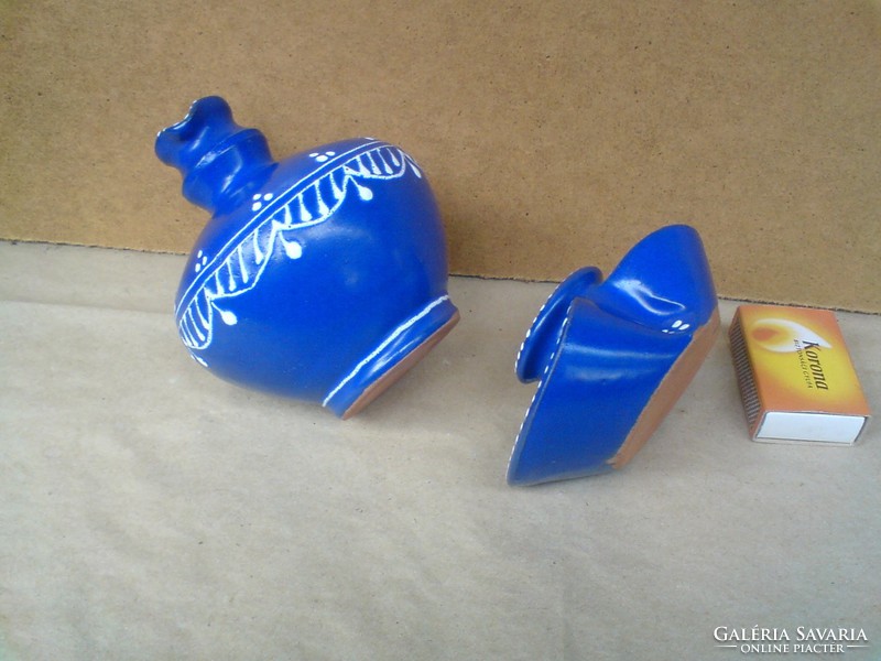 Blue small ceramic jug and salt holder (spice holder)