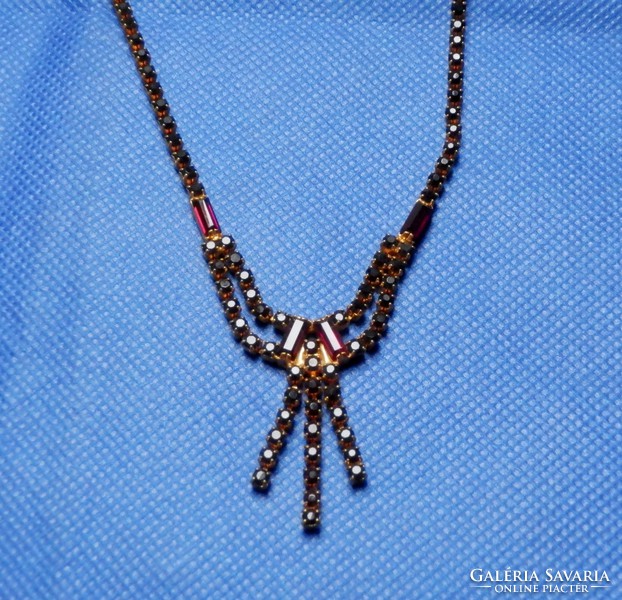 Czech garnet with antique necklace and badge