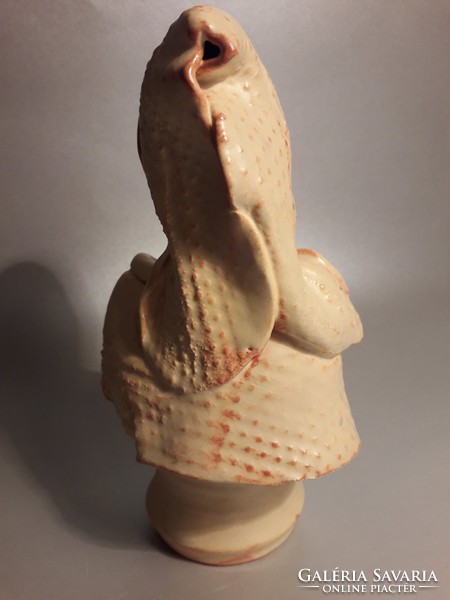 The price is now on sale! Horse & grid ceramic female bust statue figure with original gallery label