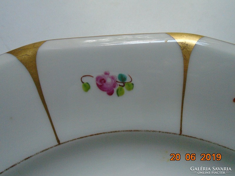 Altwien karlsbad biedermeier hand painted 12 square plates with colorful small Meissen flowers