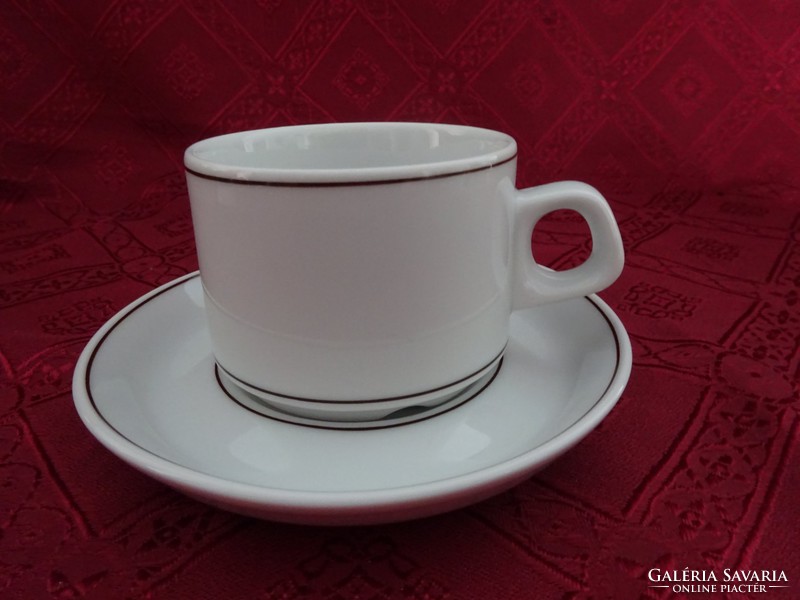 Lilien porcelain austria, coffee cup + placemat, brown stripes. He has!