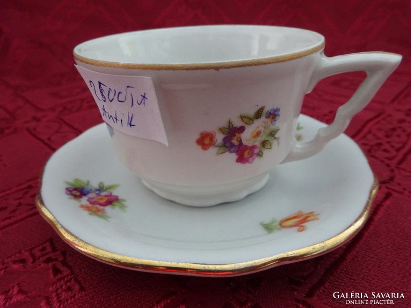 Zsolnay porcelain, antique, shield-stamped coffee cup with saucer + placemat. He has!