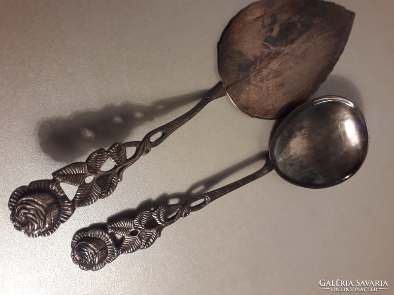 Hildesheimer - marked antique 100 - silver-plated rose cake shovel + icing shovel
