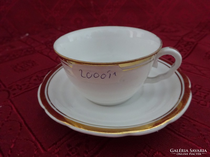 Czechoslovak porcelain coffee cup + placemat with gold trim. He has!