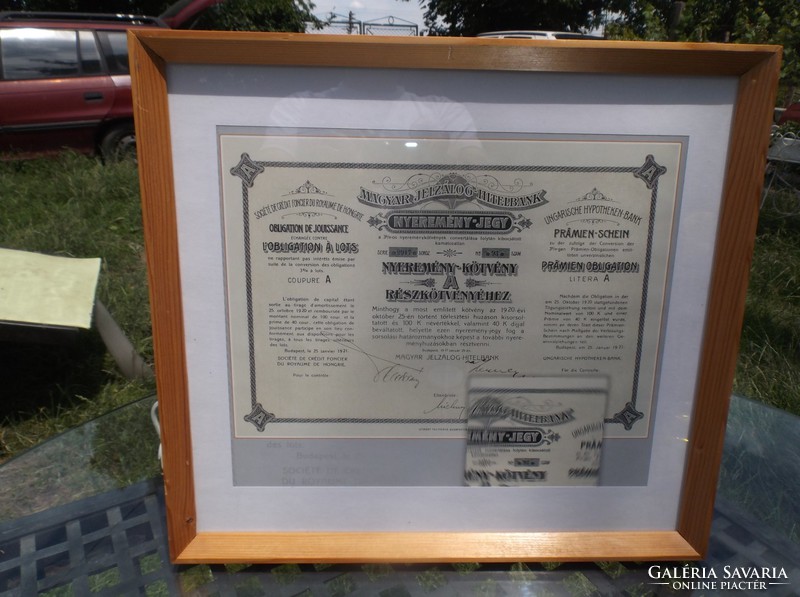 Picture - 1921 - prize ticket - replica - large - between two glass sheets - 45.5 X 41.5 Cm - for decoration