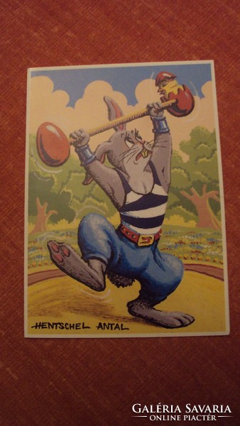 Régi-Festészeti képeslap másolat (Húsvét ünnepi) Hentschel Antal szignós jelzésével.