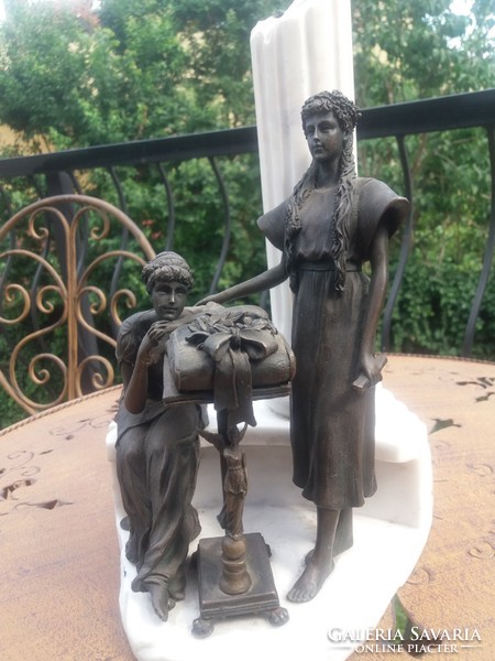 Noble ladies - bronze statue combined with marble