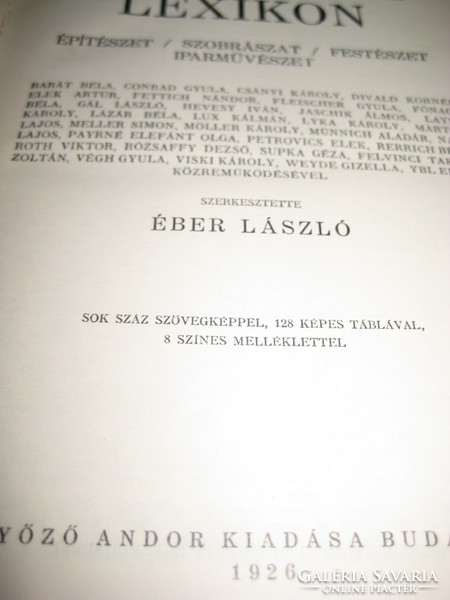 László Éber: art lexicon 1926 beautiful condition on 850 pages