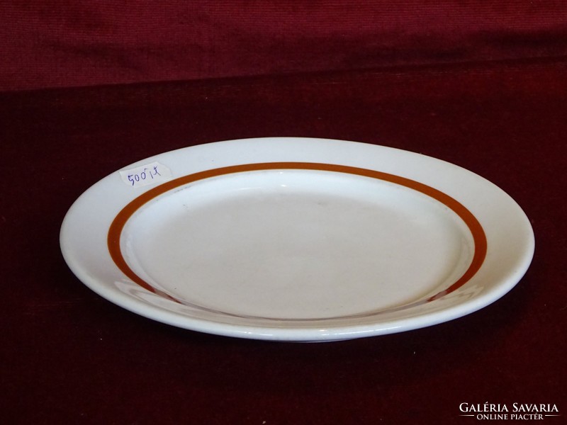 Alföldi porcelán süteményes tányér, barna csíkkal, átmérője 19 cm. Vanneki!