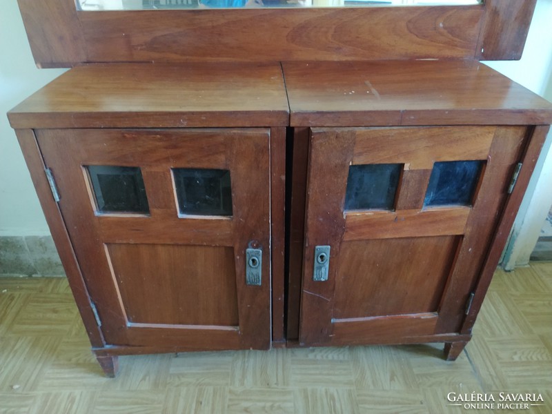 Two-part castle mirror glass cabinet 237 cm high two-door mirror chest of drawers serving hall dining room