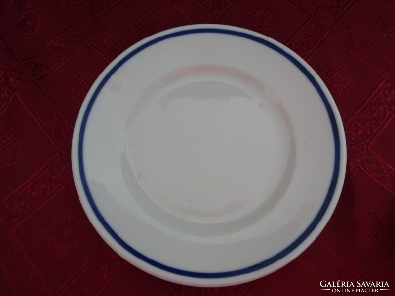 Zsolnay porcelain blue striped cake plate. He has!